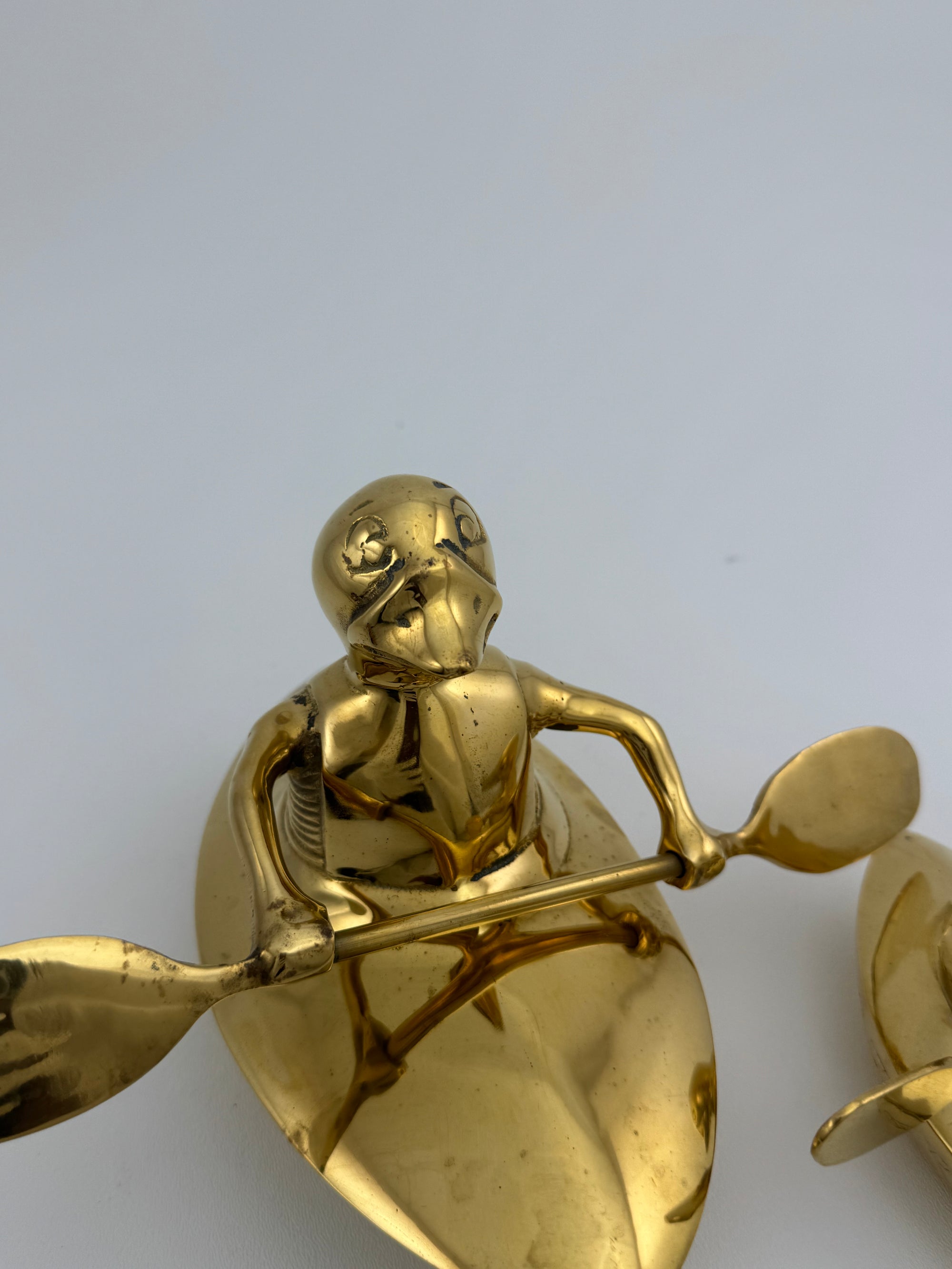 Vintage Brass Duck and Duckling Paddling Boats-A Pair