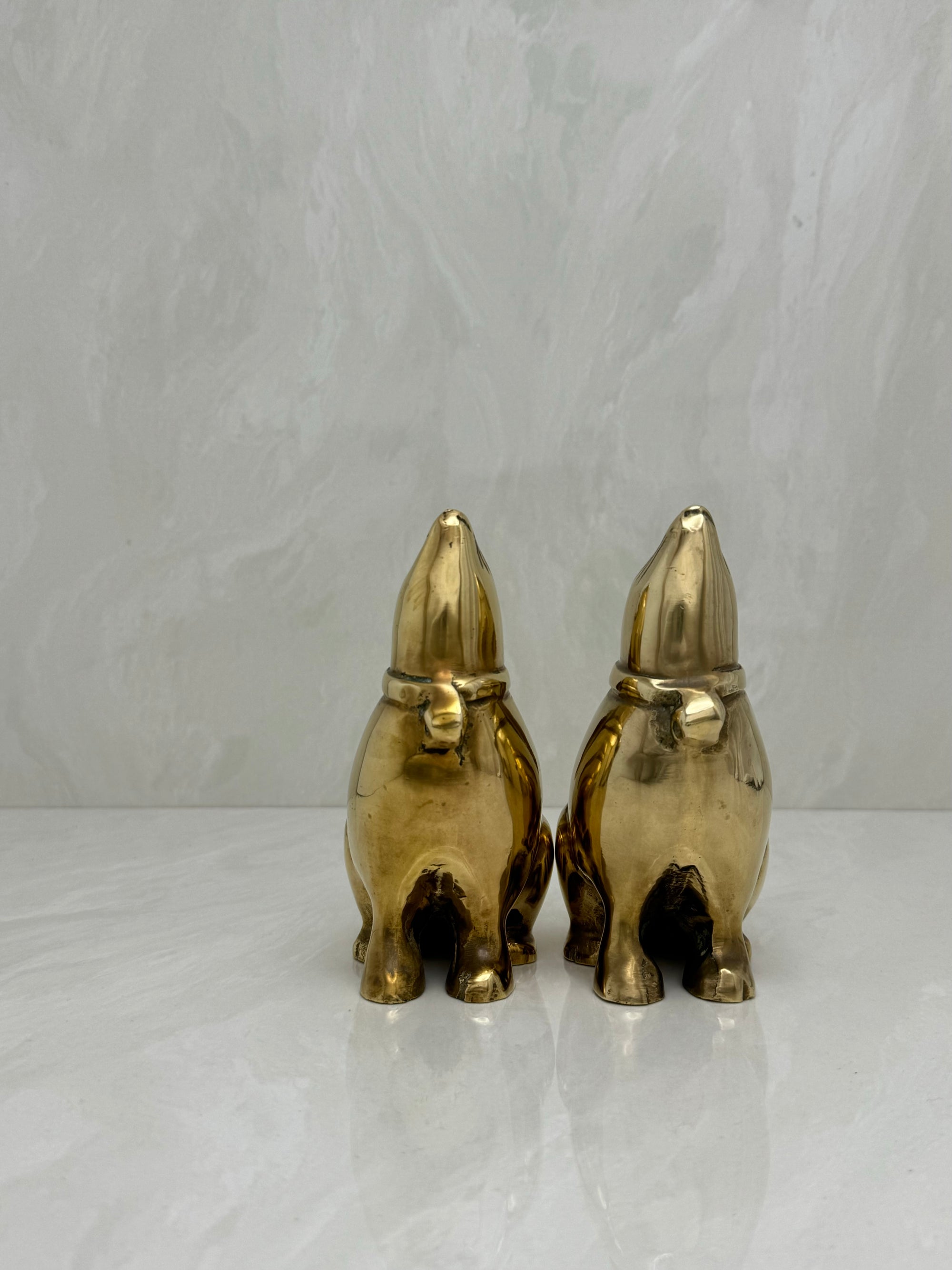 Vintage Brass Moon Gazing Bunnies-A Pair