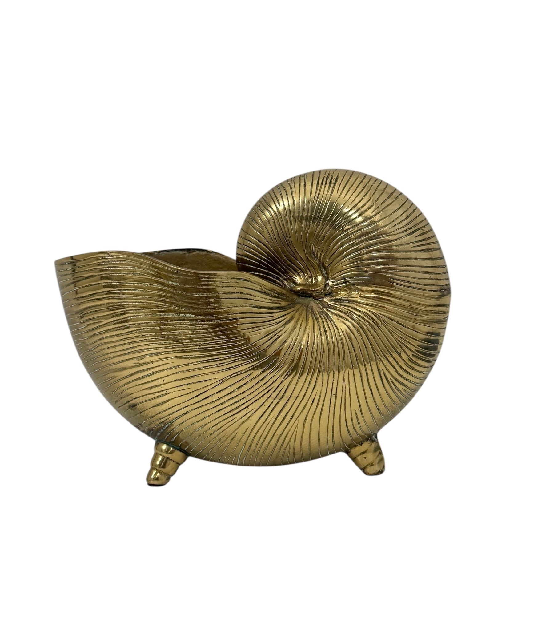 Vintage Brass Shell Stash Pot/Planter/Wine Holder