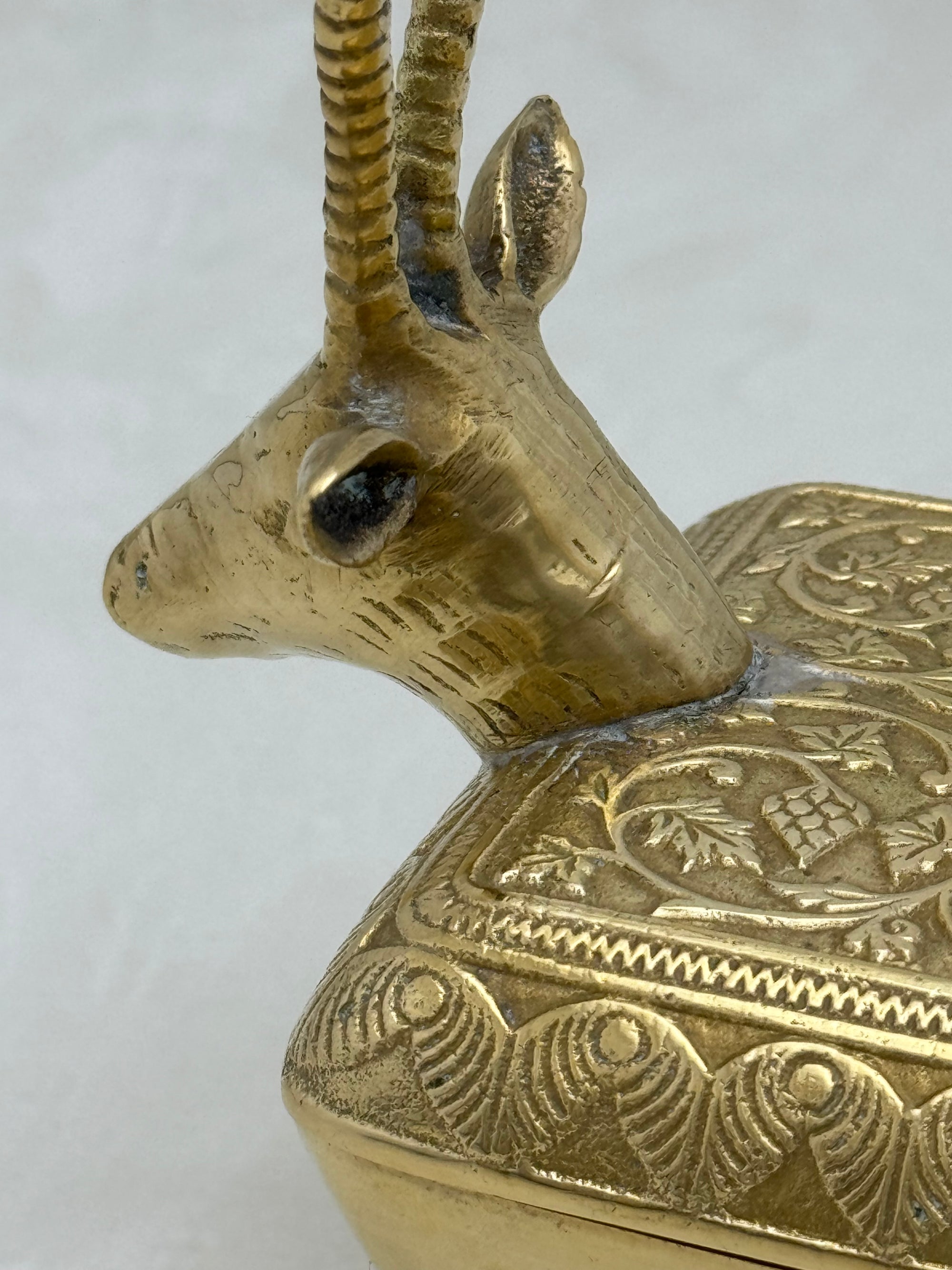 Vintage Brass Antelope Trinket Box