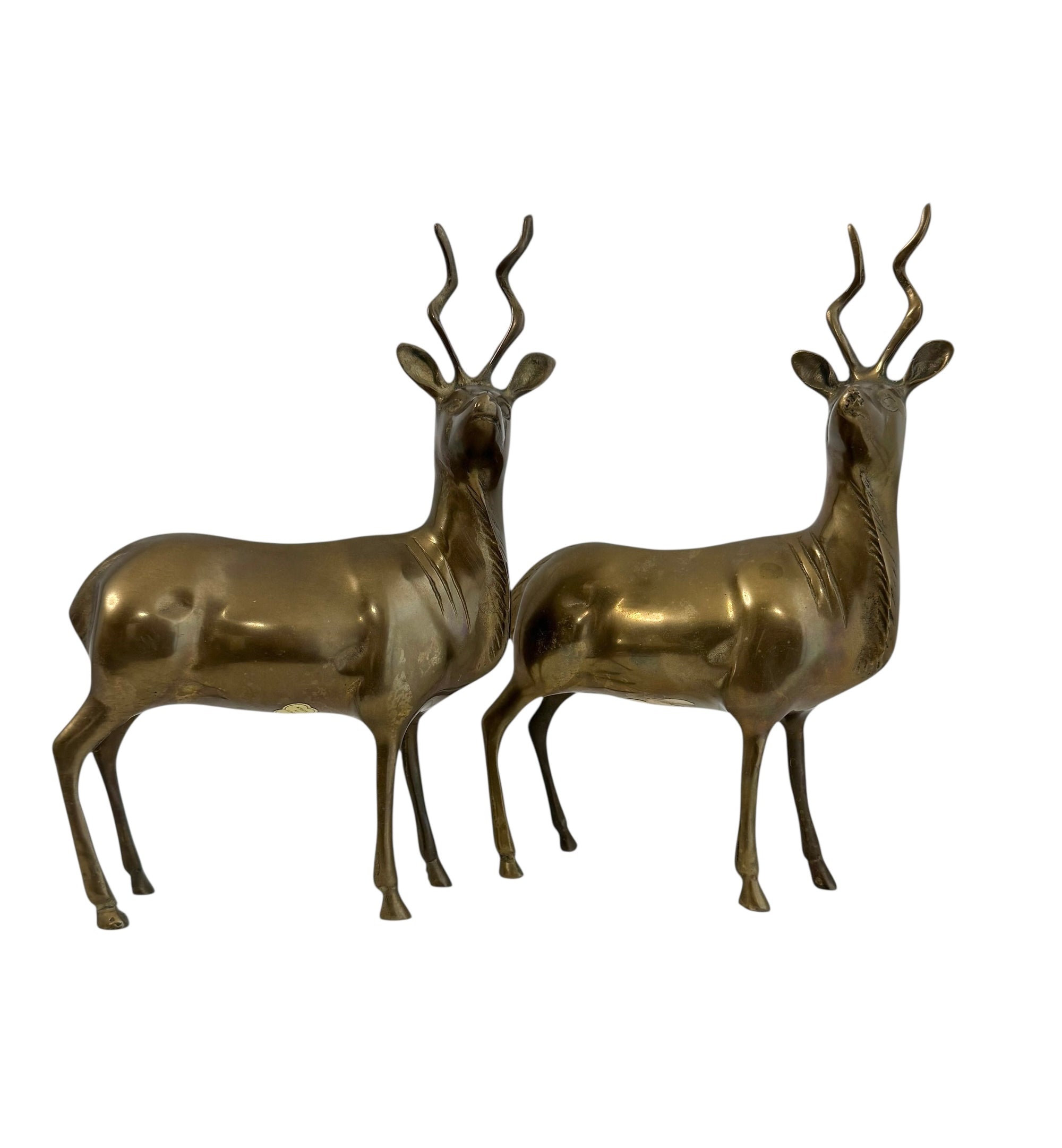 Vintage Brass Kudu Antelope Pair