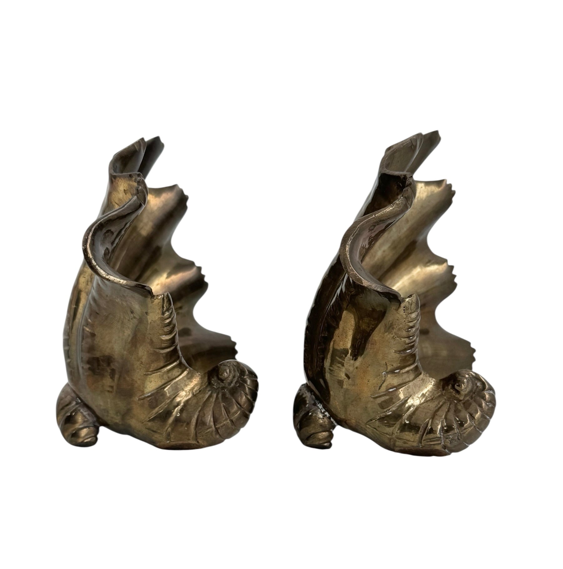 Vintage Brass Shell Dishes – Set of 2 Coastal Sculptural Accents