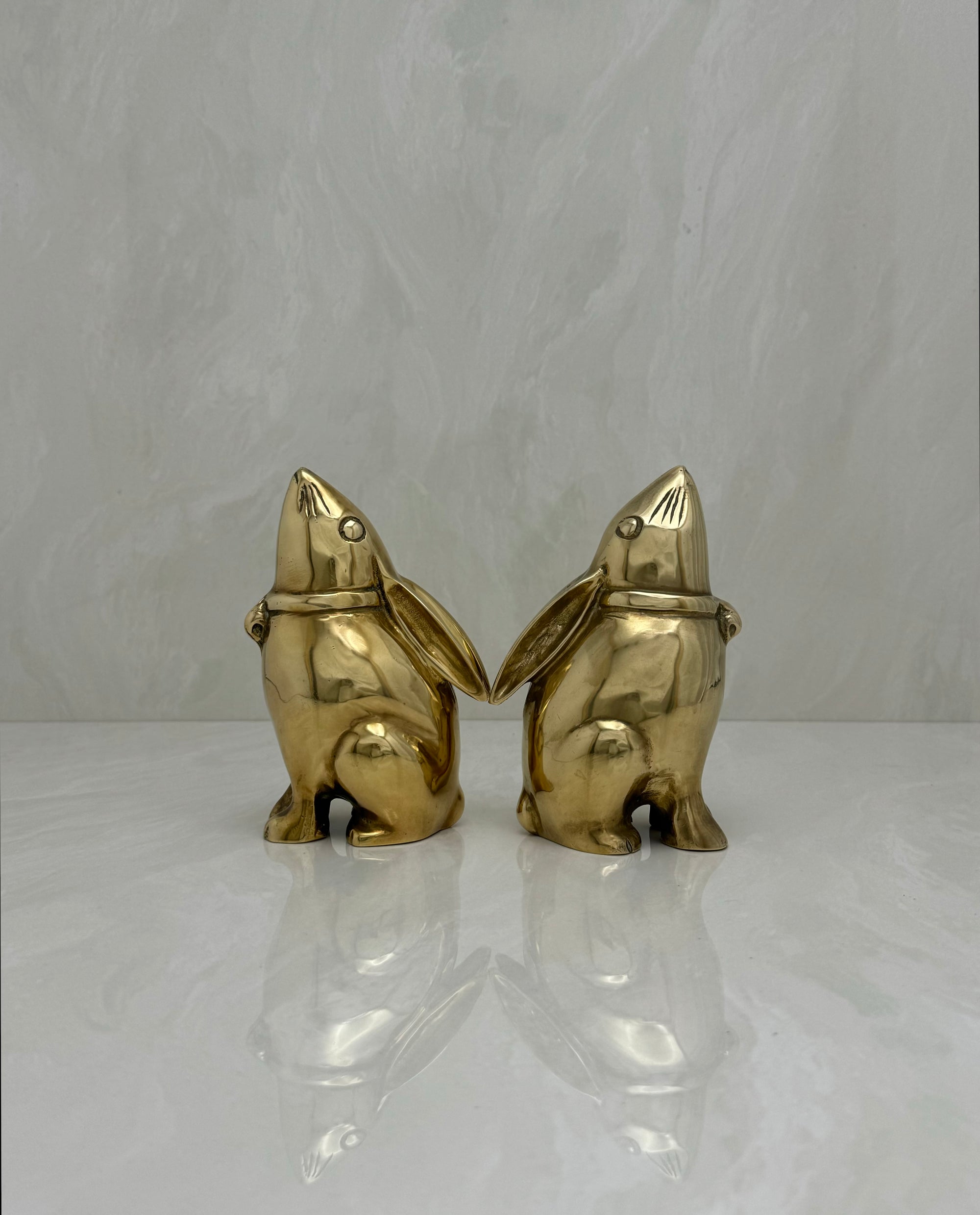 Vintage Brass Moon Gazing Bunnies-A Pair