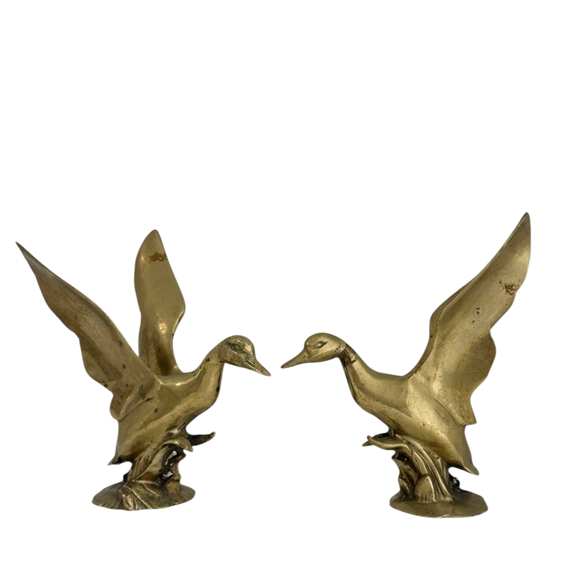 Vintage Brass Wings Up Bird Pair