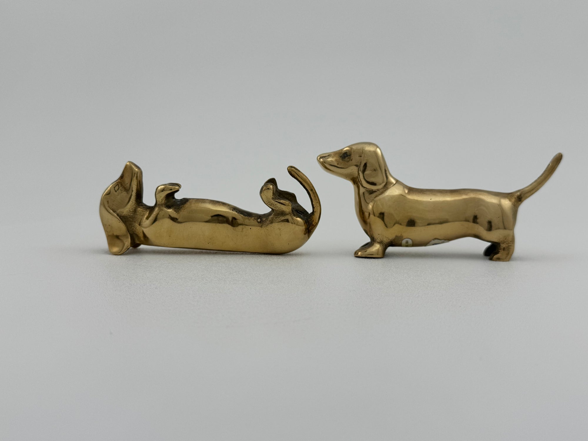 Vintage Brass Dachshund Dogs Affirmation/Note Holder-A Pair