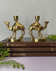 Vintage Brass Camel Candlestick Holders- A Pair