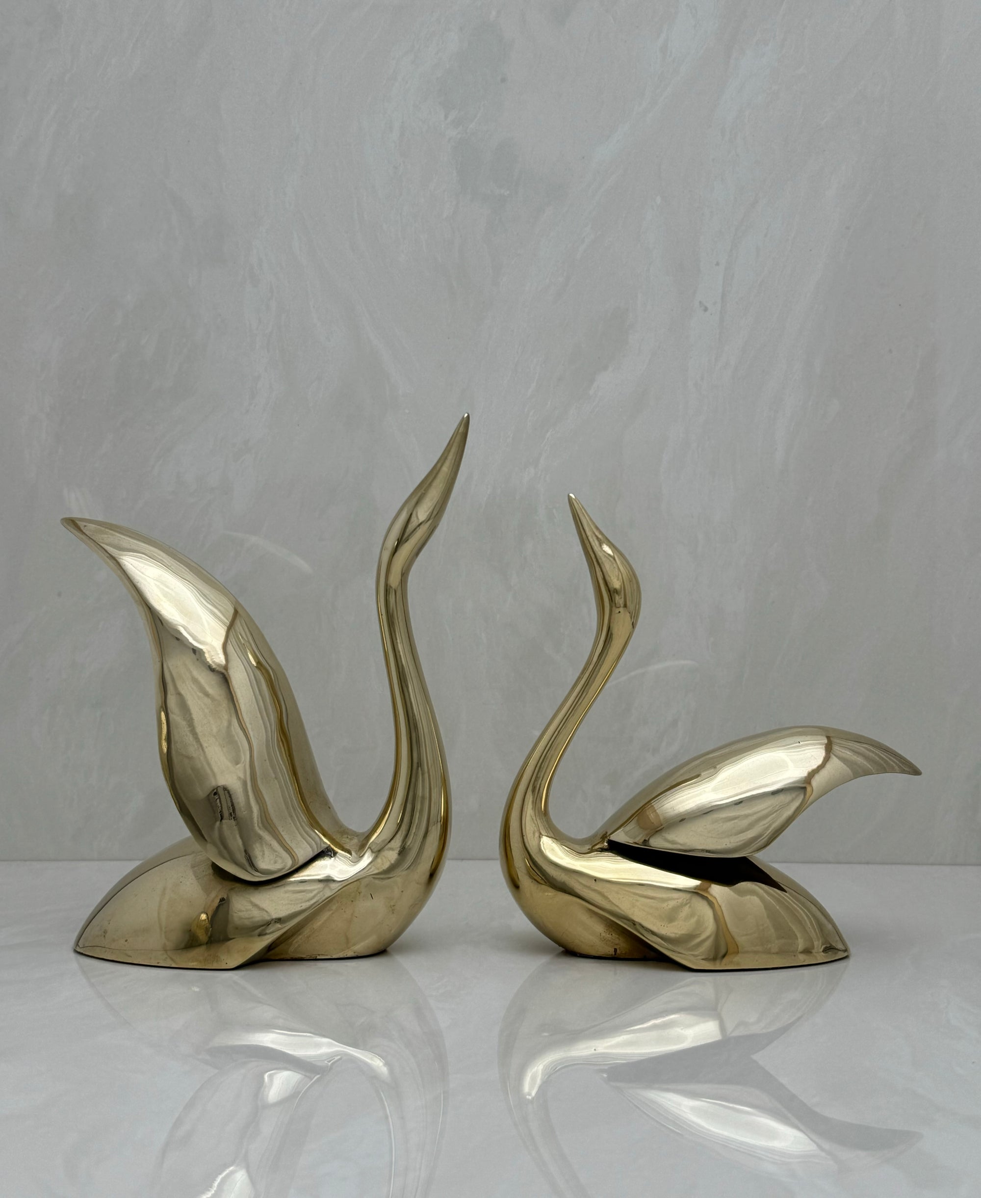 Vintage MCM Brass Swans- A Pair