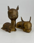 Vintage Brass Resting Deer Pair