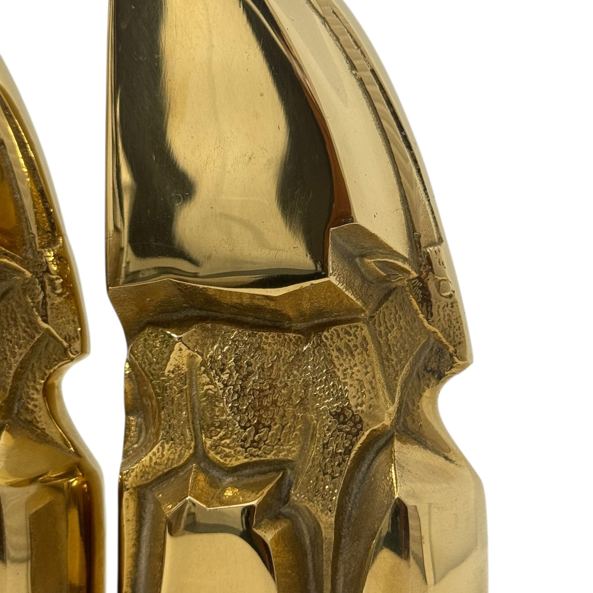 Mid-Century Modern Brass Gazelle Sculptures – Abstract Antelope Bookends