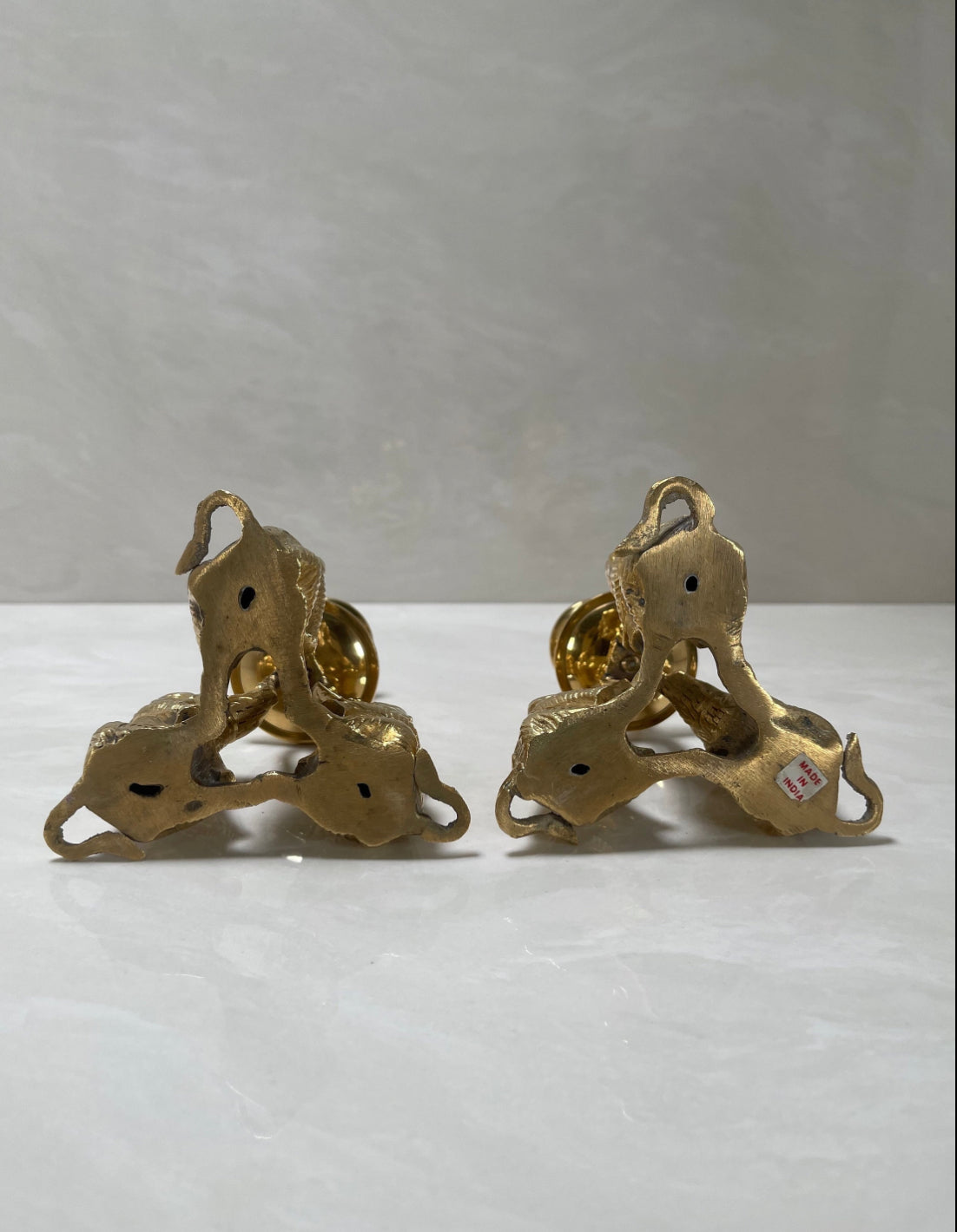 Vintage Brass Elephant Candleholders-A Pair