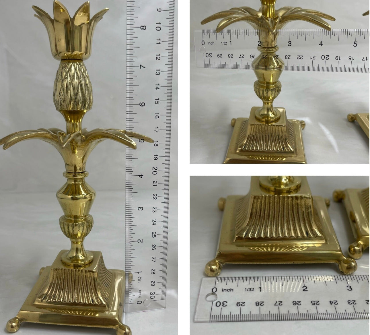 Vintage Brass Pineapple Candlestick Holders- A Pair