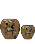 Authentic Rosenthal Netter Vintage Brass Vases – Hand-Painted Carousel Horse Design (Set of 2)