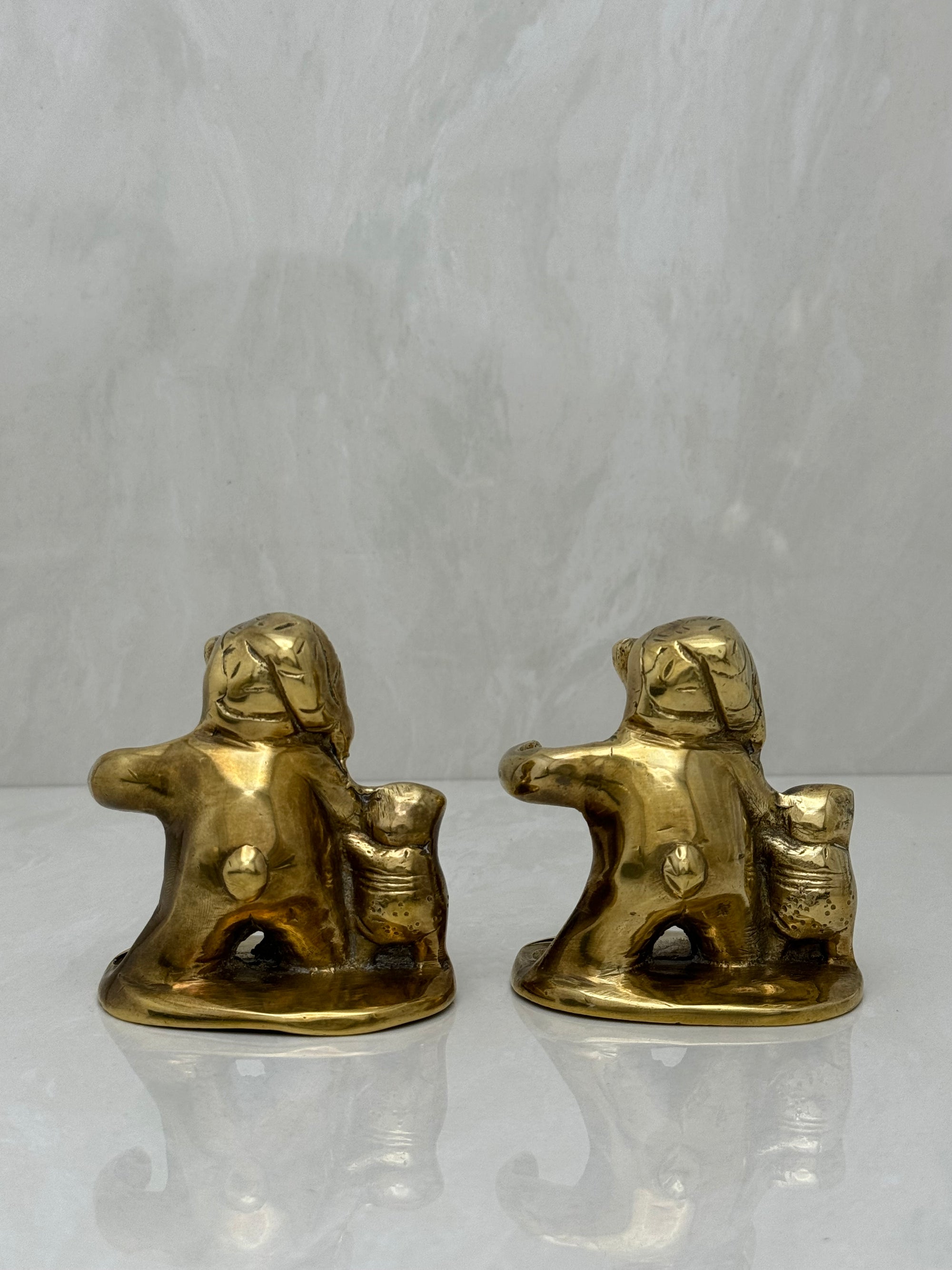 Vintage Brass Teddy Bear Candleholders-A Pair