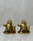 Vintage Brass Teddy Bear Candleholders-A Pair