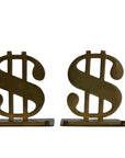 Vintage Brass Dollar Sign Folding Bookends