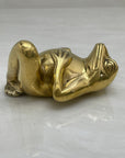 Vintage Brass Frog Relaxing On Back
