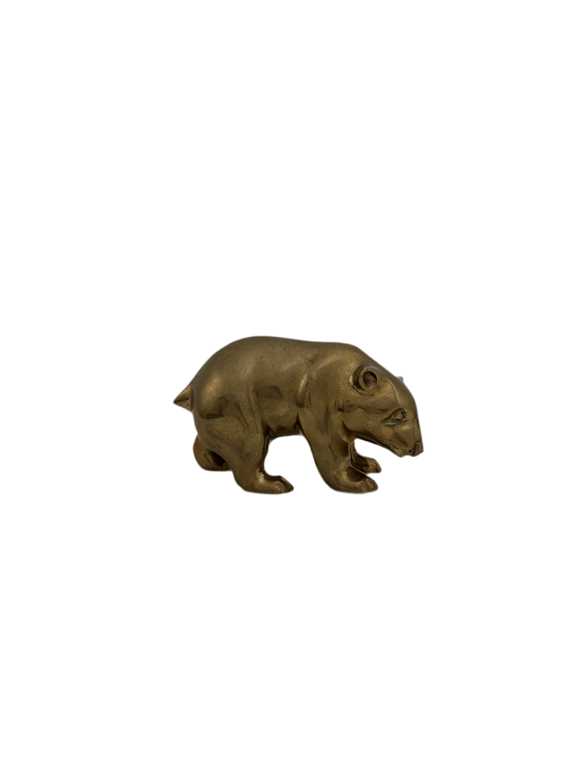 Small Vintage Brass Bear