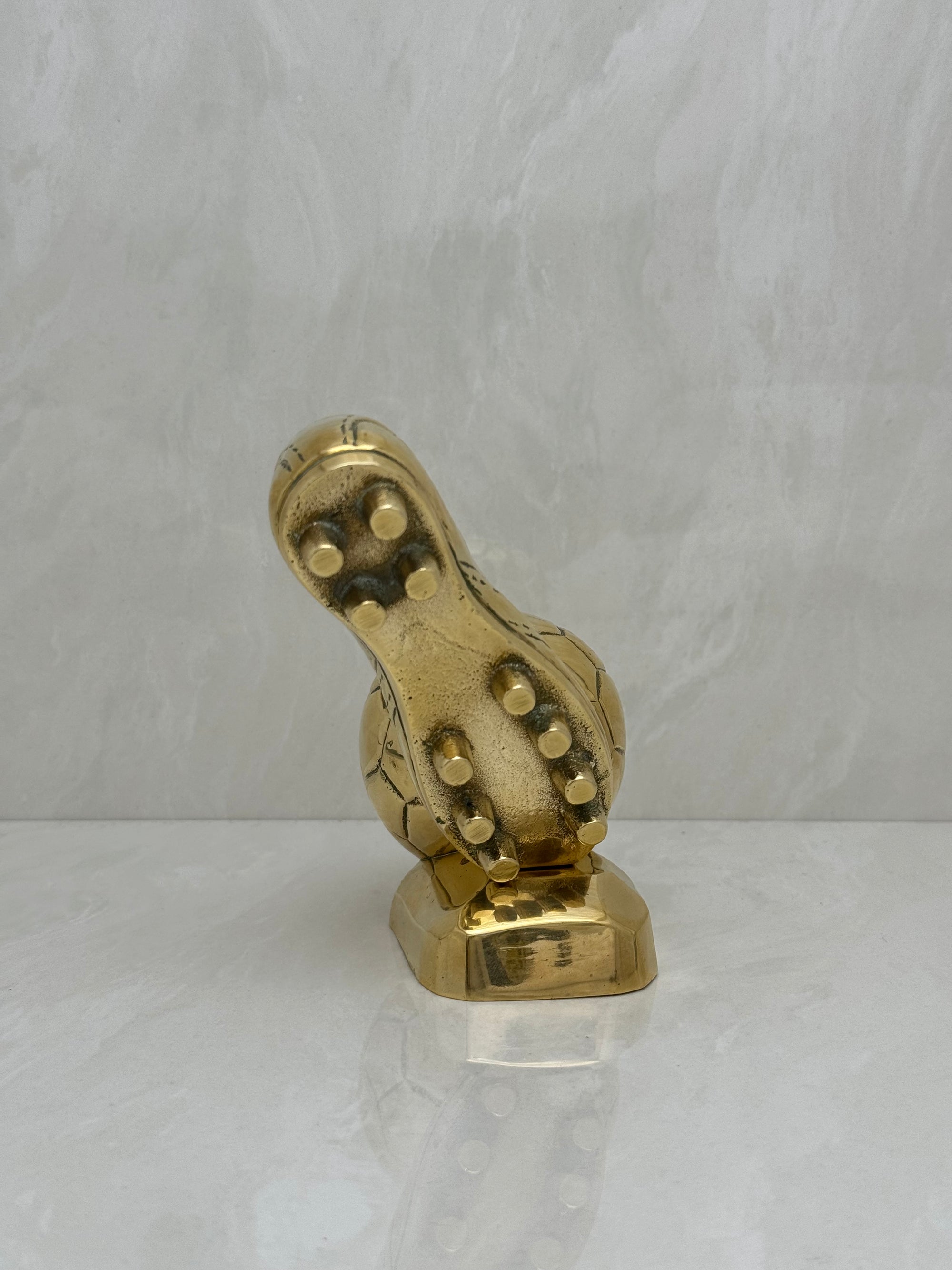 Vintage Brass Soccer Cleat and Ball Figurine