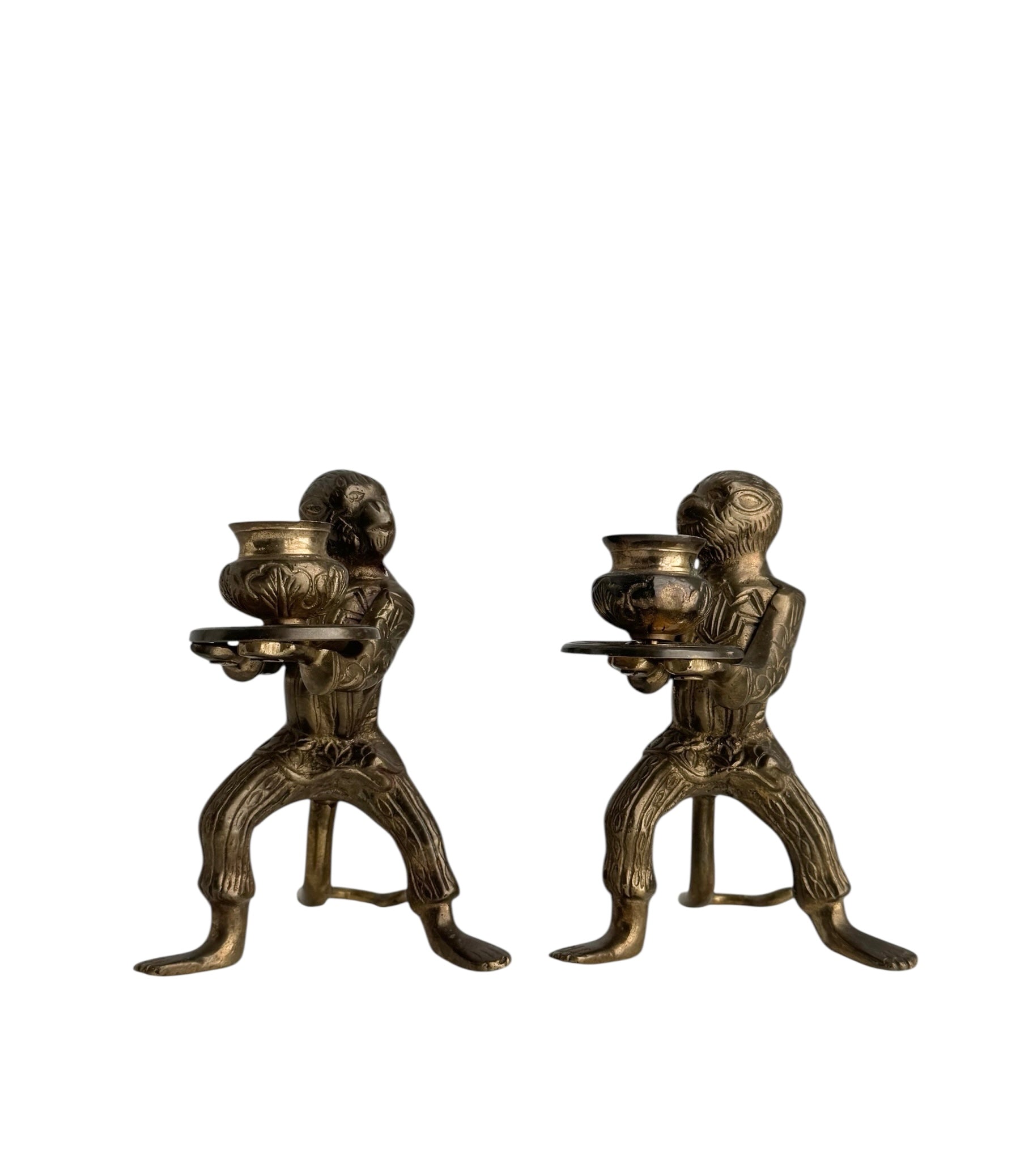 Vintage Brass Monkey Candle Holders