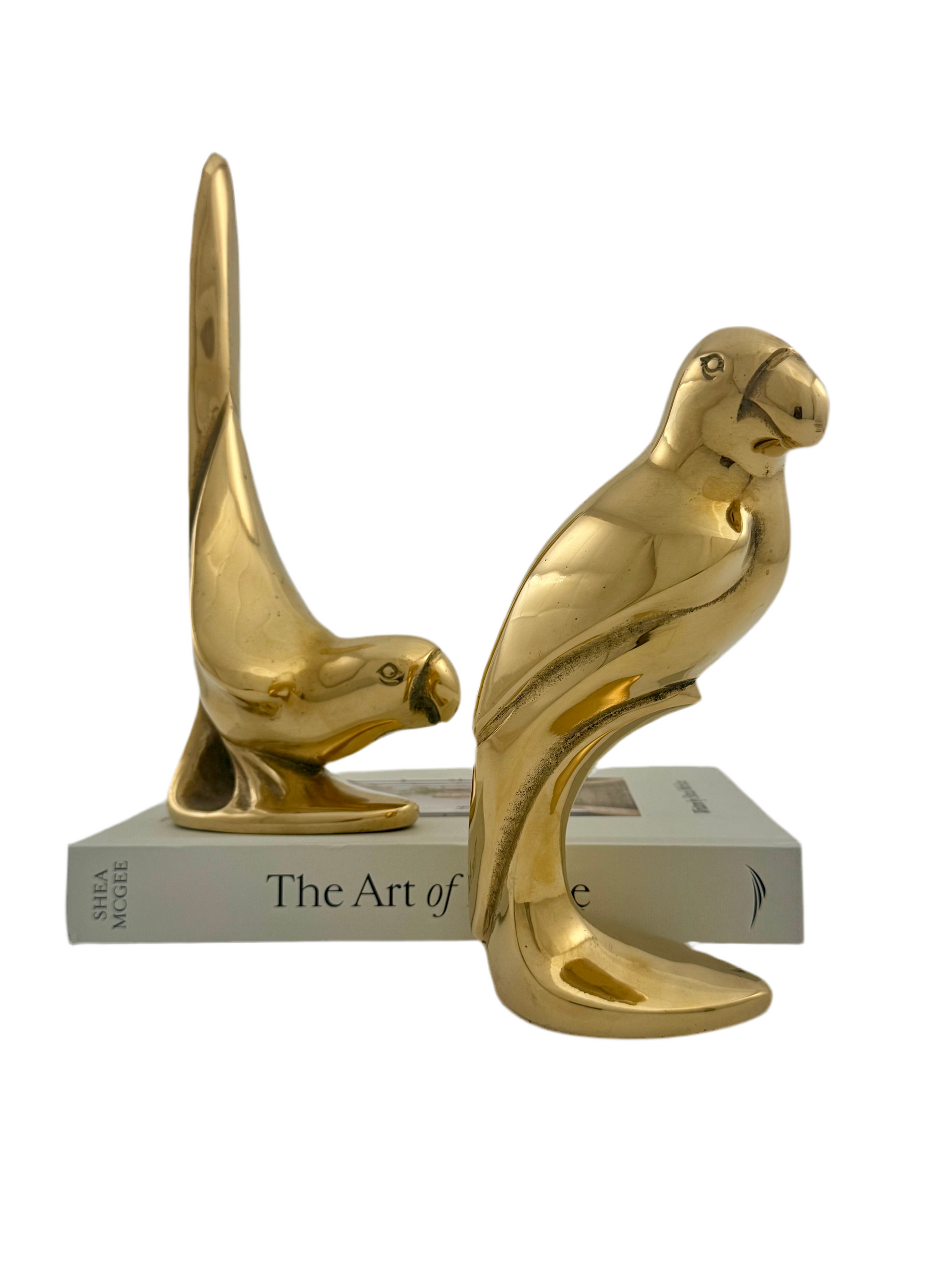 Large Vintage Brass Parrots-A Pair