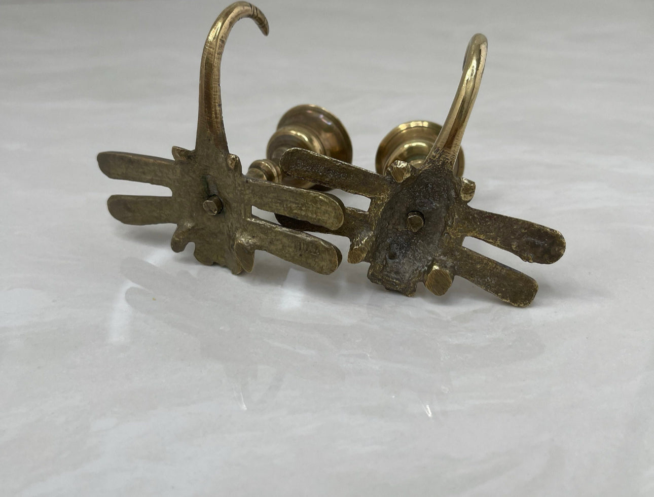 Vintage Brass Dragonfly Candleholders - A Pair