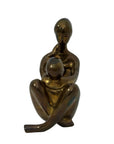 Vintage Brass Mother and Child Sculpture – Mid-Century Modern Family Figurine