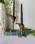 Vintage Brass Tulip Candlestick Holders-A Pair