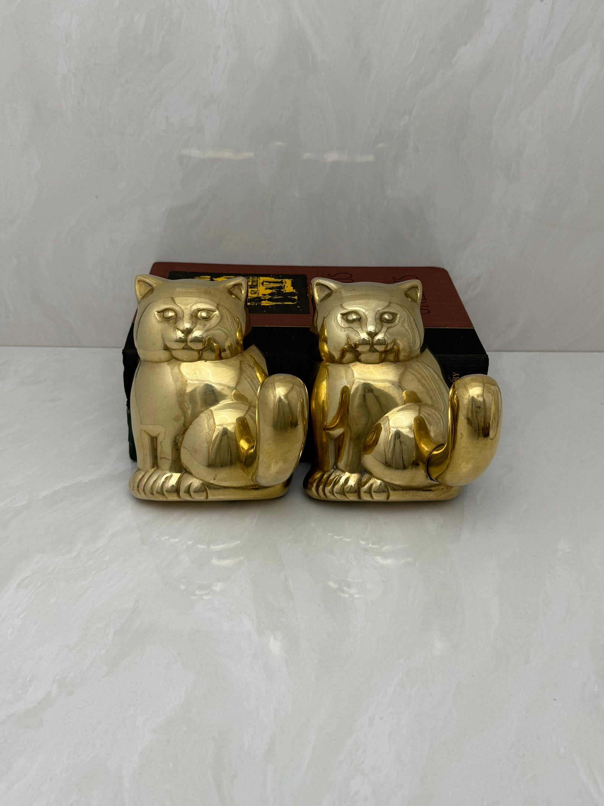 Vintage Brass Cat Wall Hook-A Pair