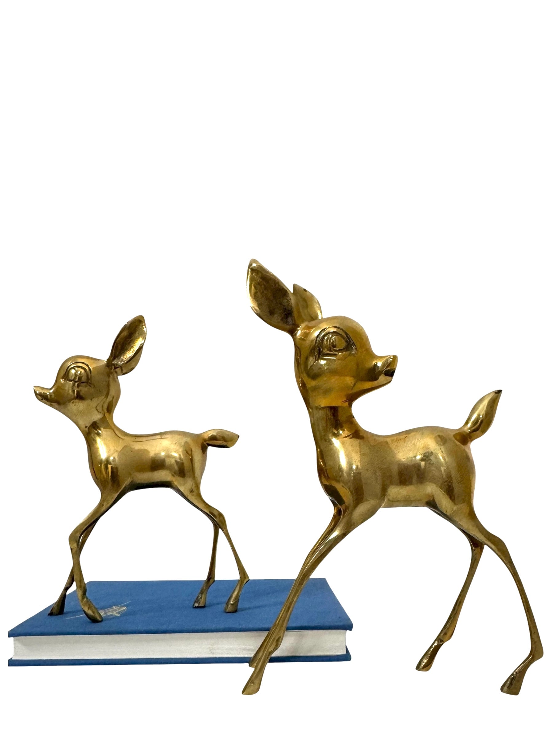 Vintage Brass Deer Pair – Mid-Century Modern Fawns | Hollywood Regency Woodland Figurines