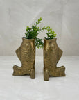 Vintage Brass Fish Vases-A Pair