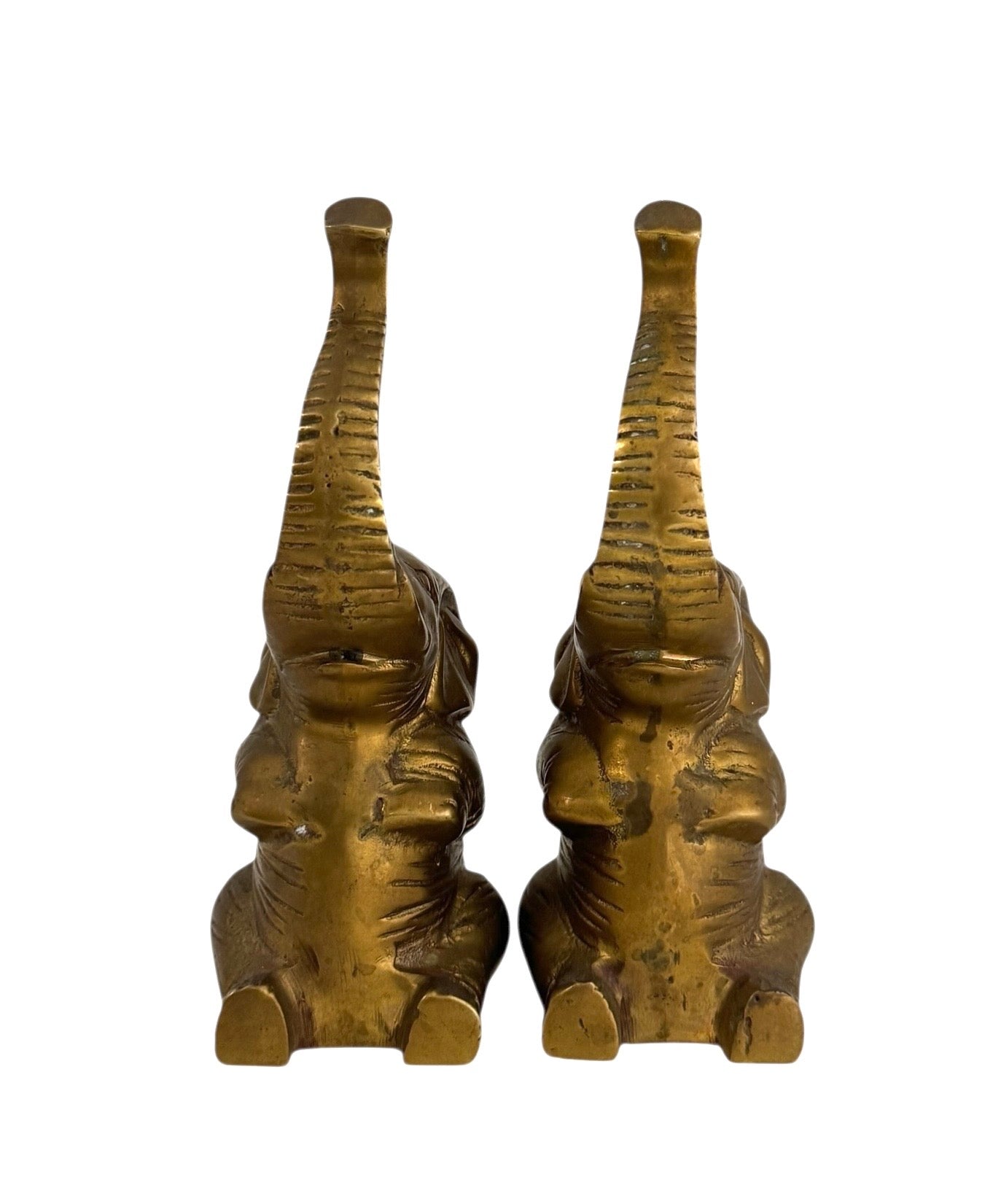 Vintage Brass Sitting Elephant Pair
