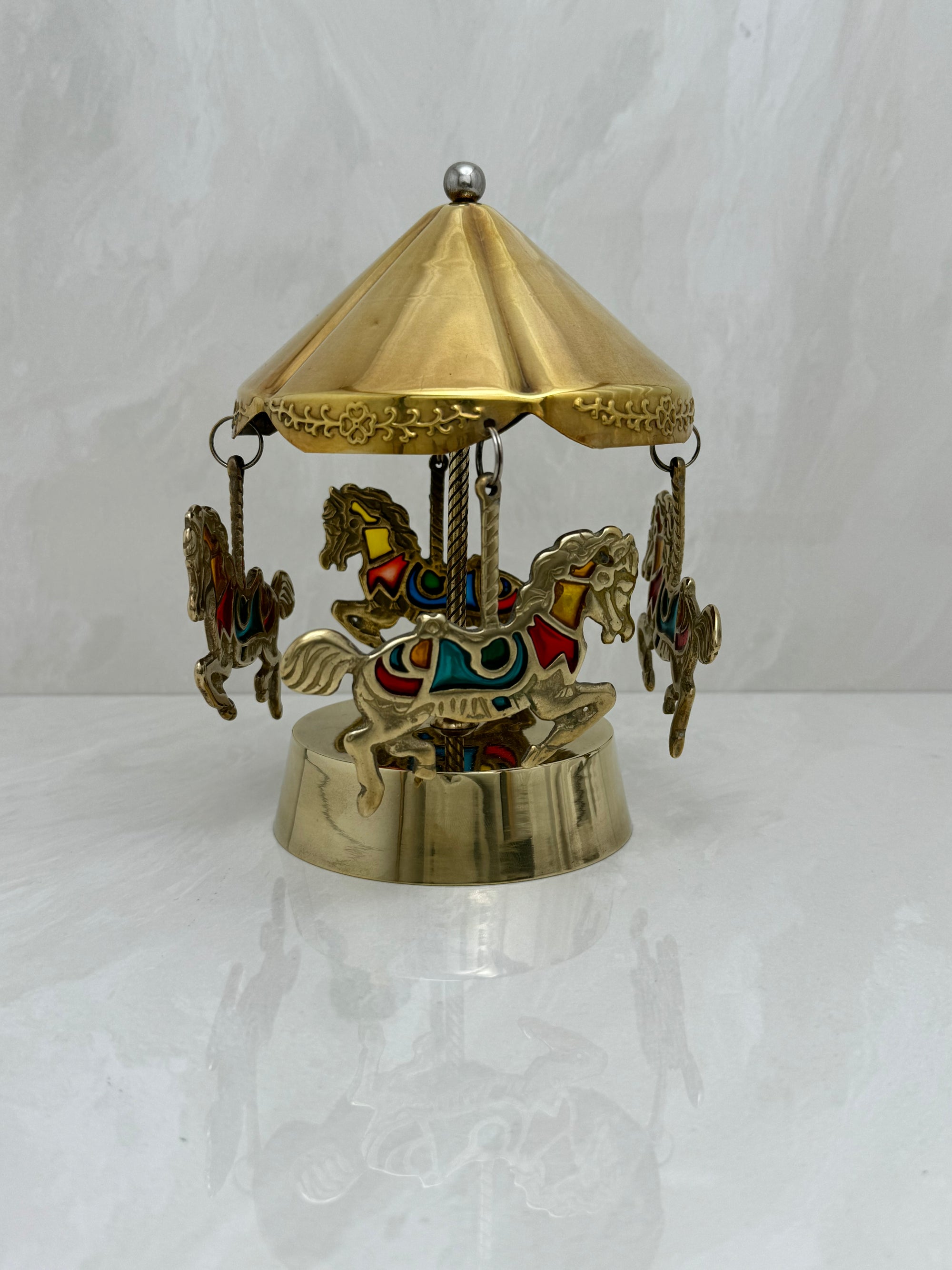 Vintage Brass Enesco Music Horse Carousel