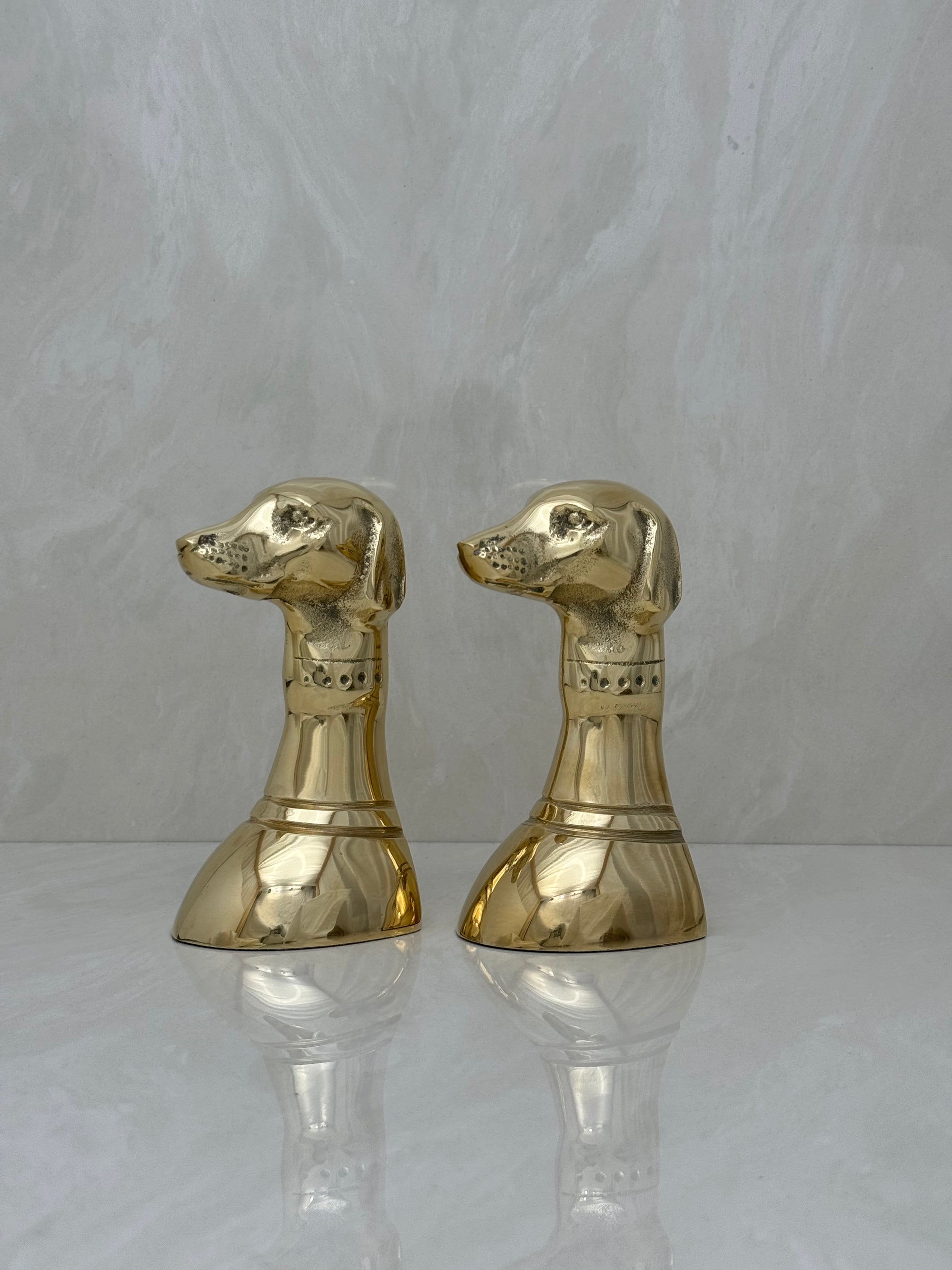 Vintage Brass Dog Bookends- A Pair