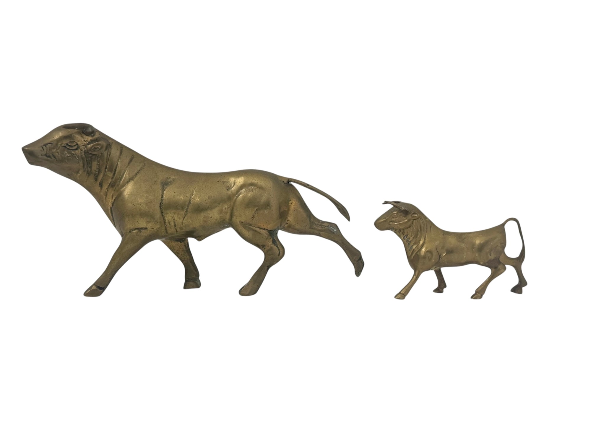 Vintage Brass Bull Figurines – Pair of Mid-Century Modern Bulls