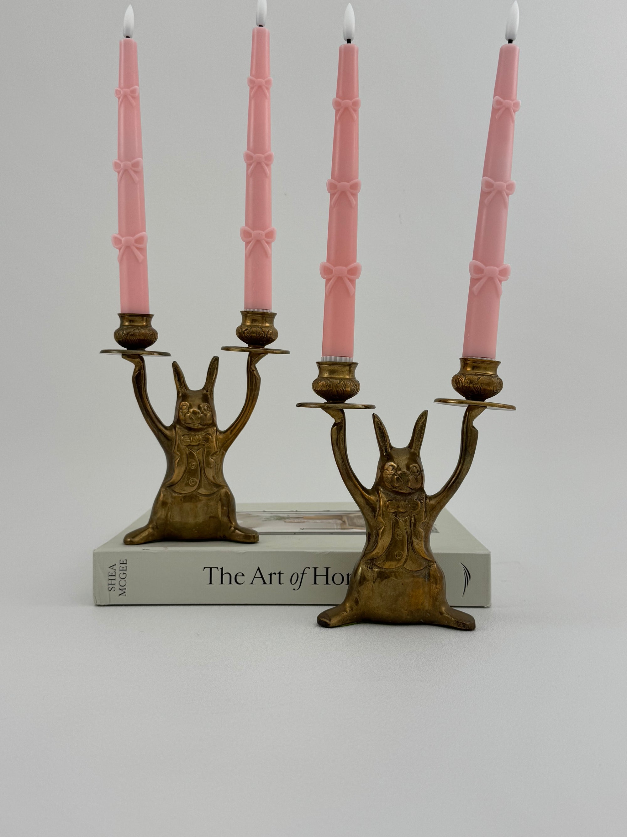 Vintage Brass Rabbit Candleholders-A Pair