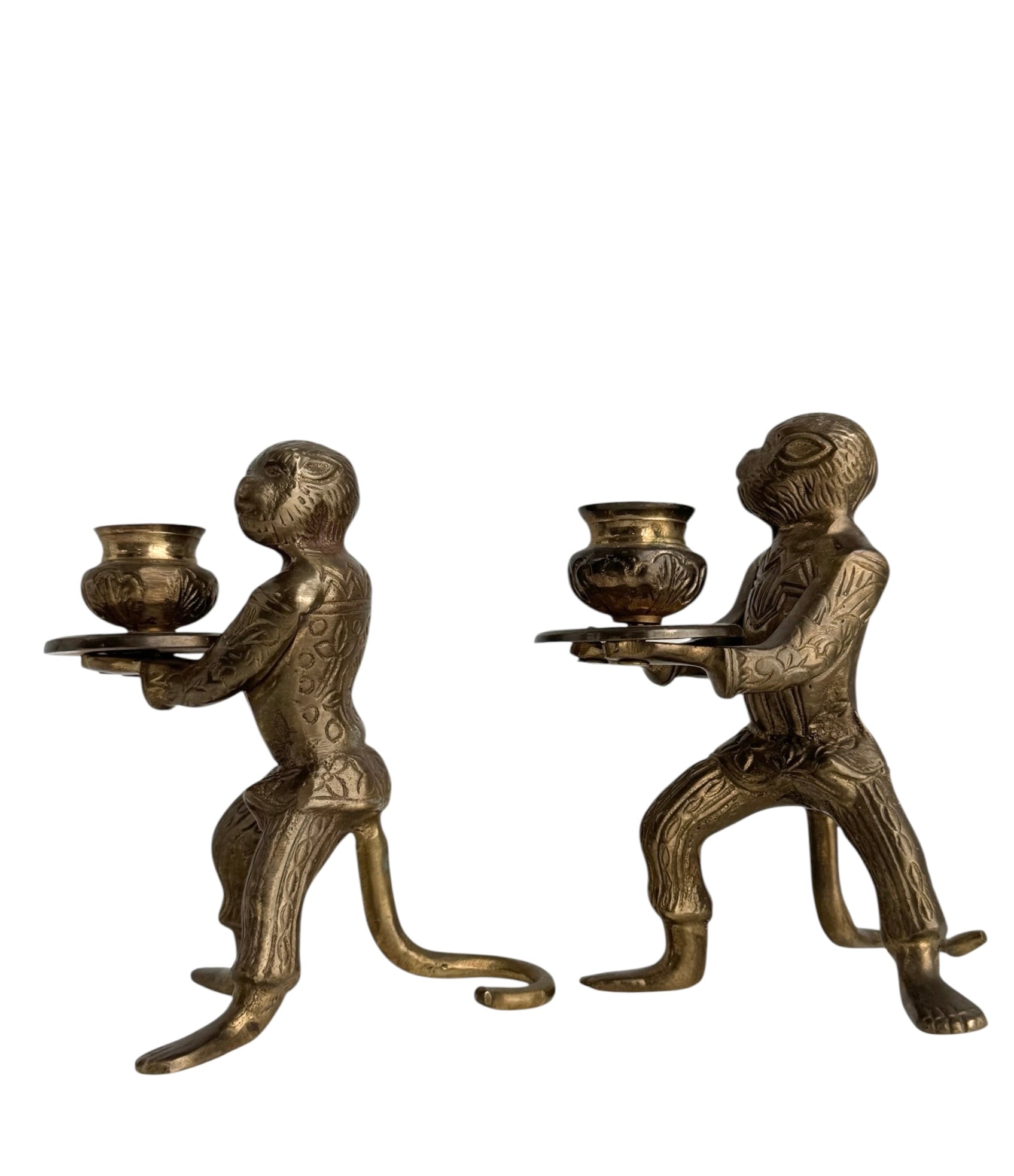Vintage Brass Monkey Candle Holders
