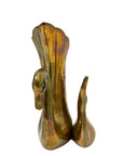 Vintage Brass Swan Vase – Hollywood Regency Sculptural Vessel | 9.75” Tall