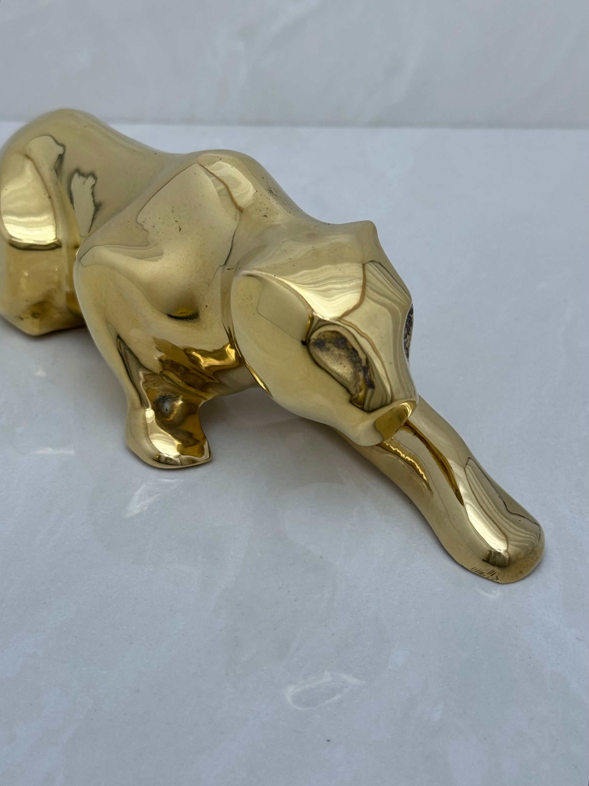 Vintage Brass Crouching Jaguar