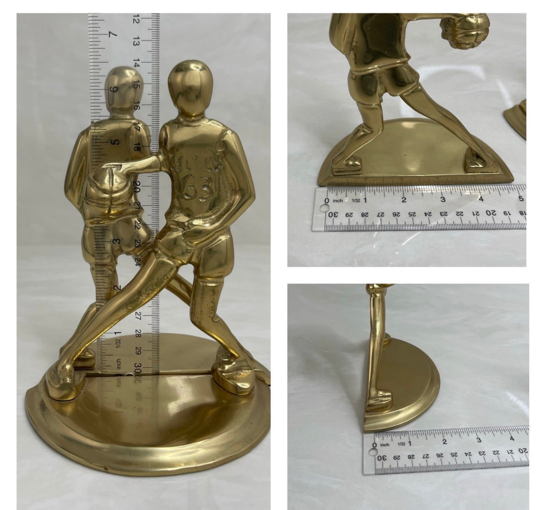 Vintage Brass Basketball Bookends Larry Bird-A Pair