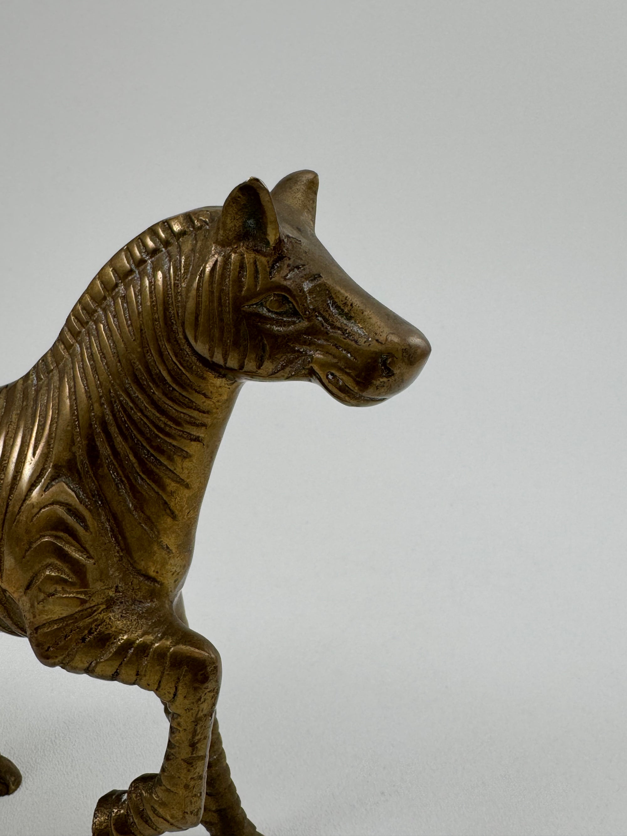 Vintage Brass Zebra Figurine – Safari Animal Sculpture | Hollywood Regency &amp; Mid-Century Modern Decor