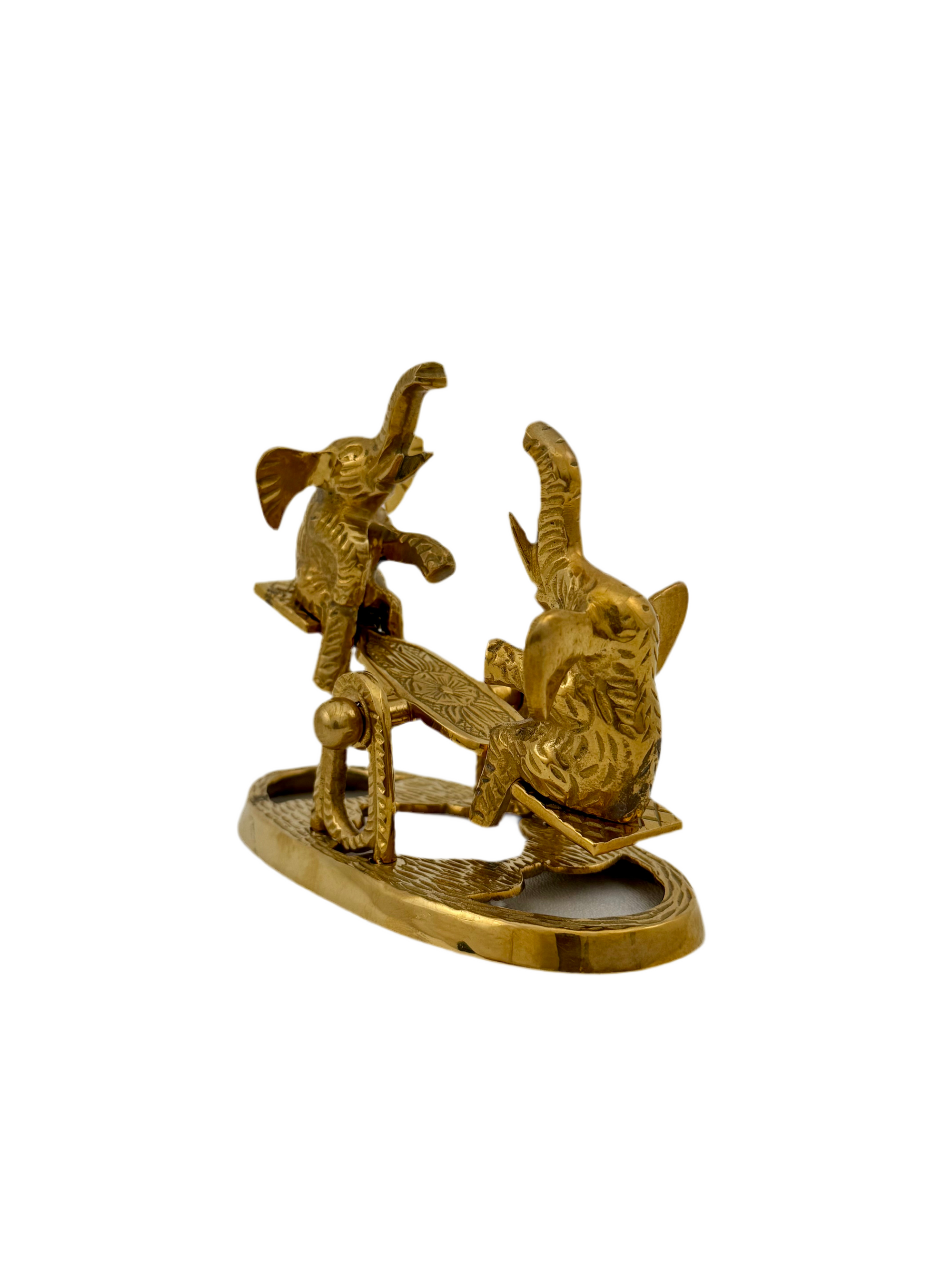 Vintage Brass Elephants on Teeter Totter-Baby Nursery Decor