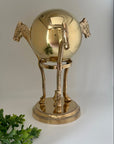 Vintage Brass Horsehead Stand with Gazing Ball