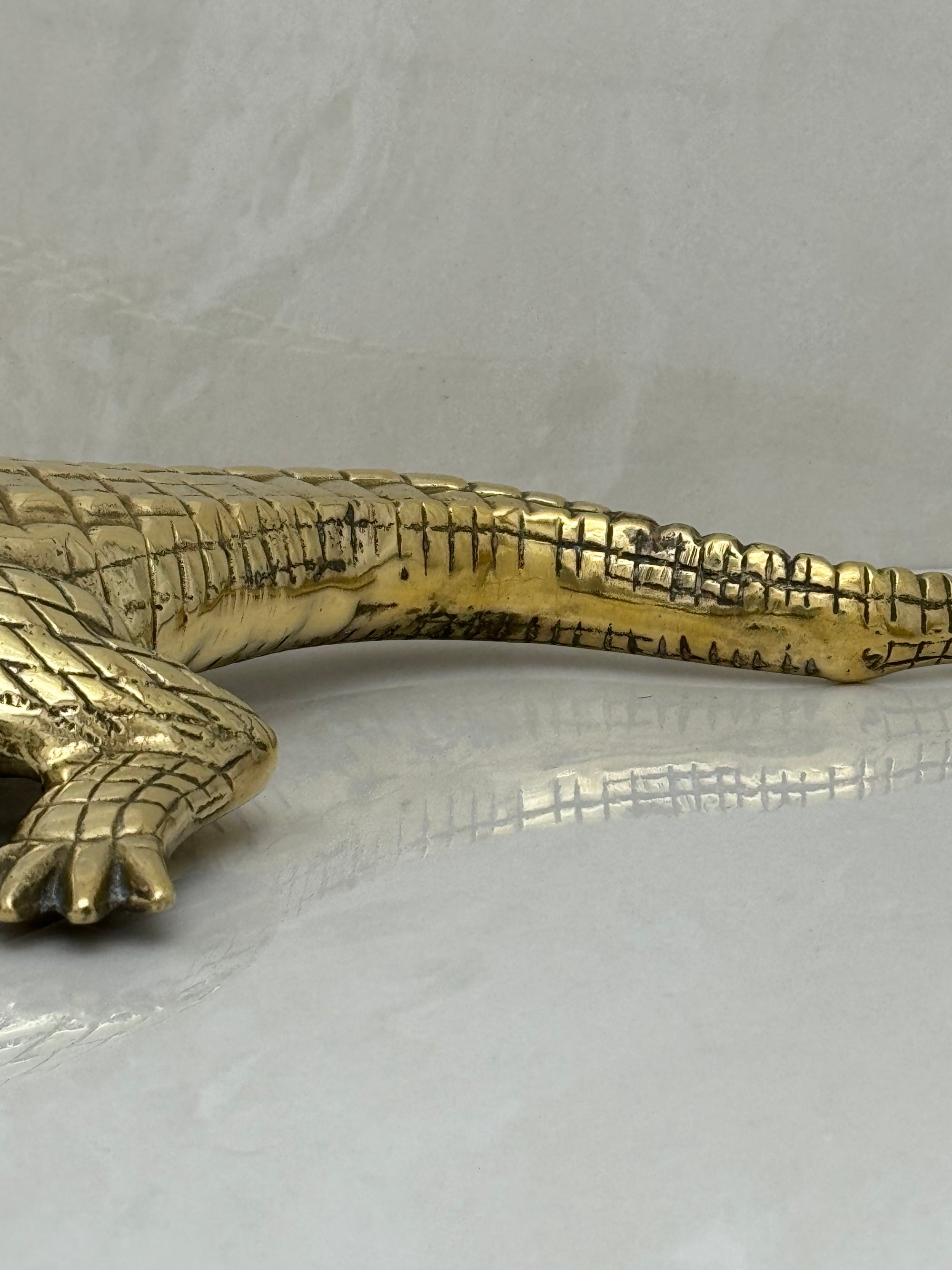 Large Vintage Brass Alligator