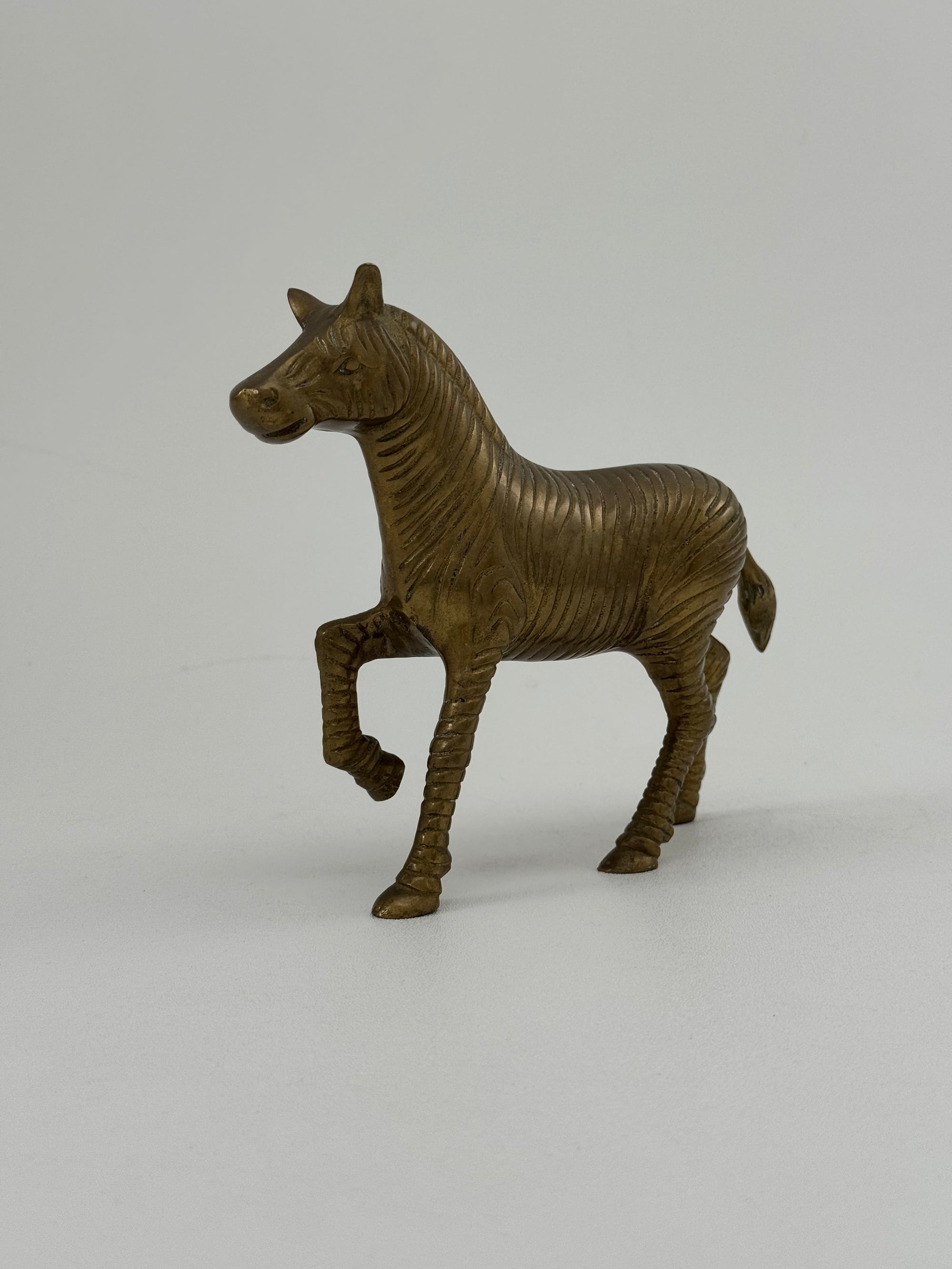 Vintage Brass Zebra Figurine – Safari Animal Sculpture | Hollywood Regency &amp; Mid-Century Modern Decor