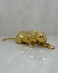 Vintage Brass Crouching Jaguar