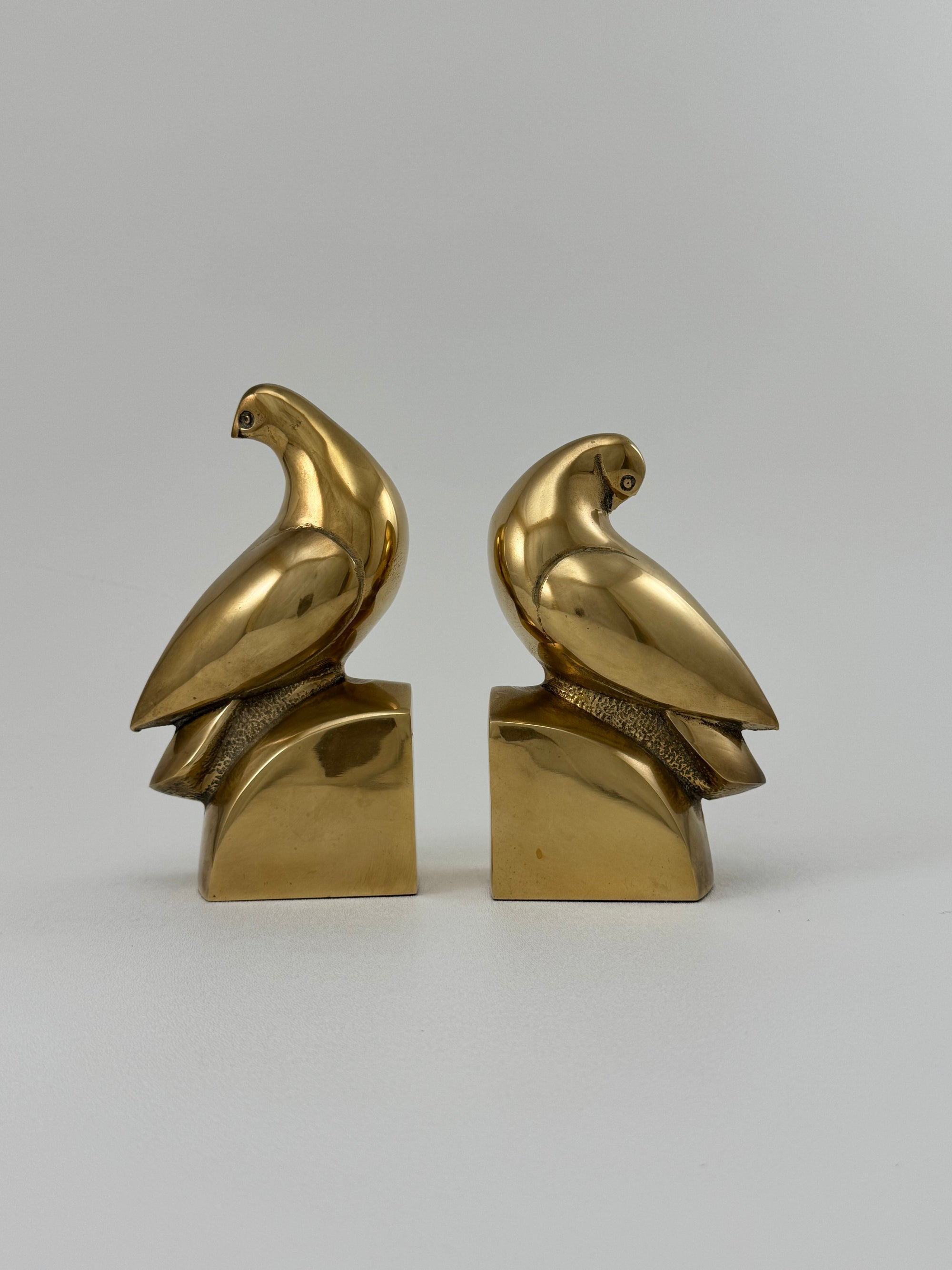 Vintage Brass Bird Bookends – Mid-Century Modern Elegance (6.72 lbs Total)
