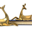 1984 Enesco Brass Deer Sculptures — Abstract Mid-Century Modern Pair, Made in Korea