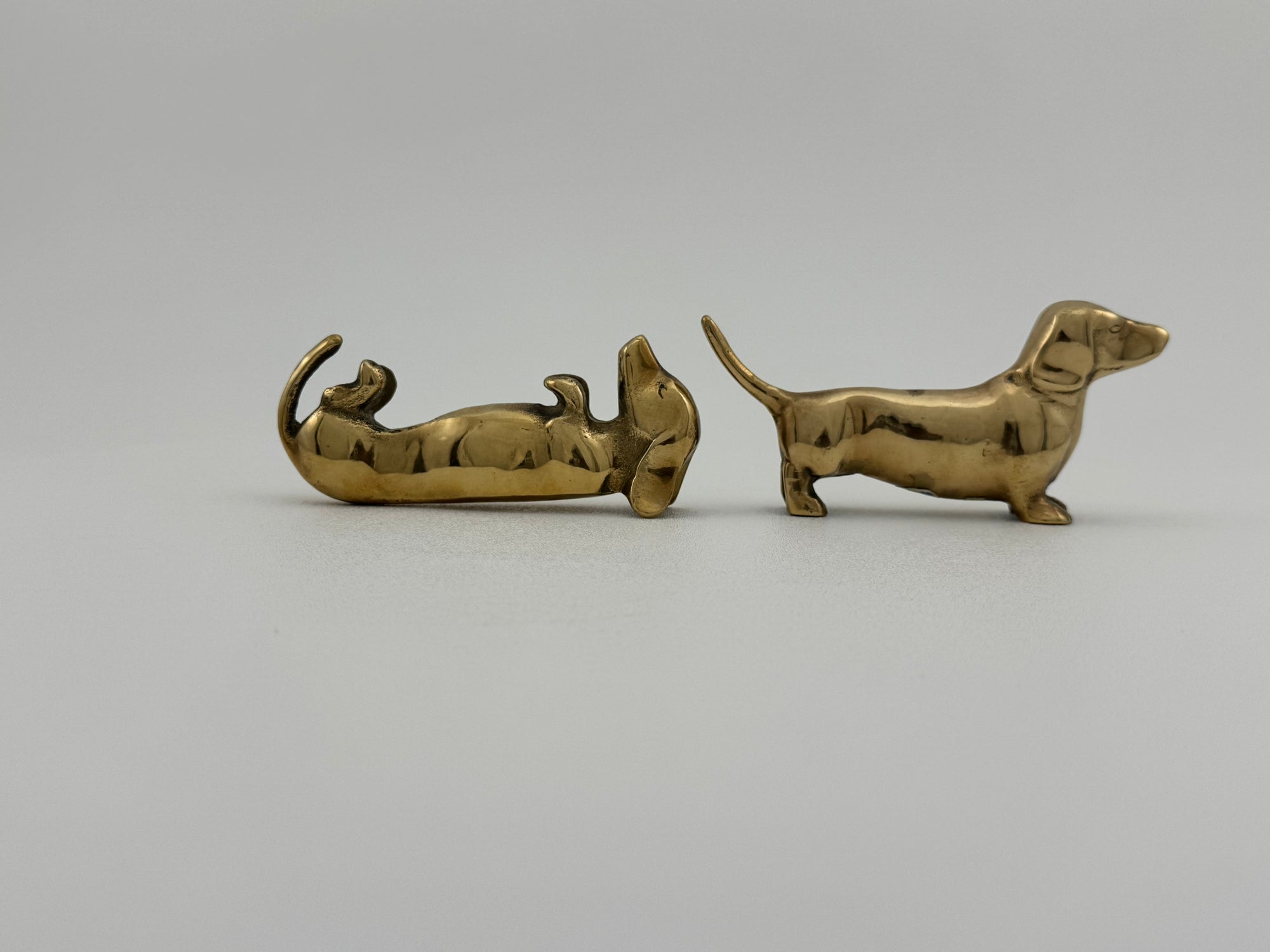 Vintage Brass Dachshund Dogs Affirmation/Note Holder-A Pair