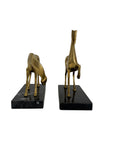Vintage Brass Horse Sculptures on Marble Base (Pair)