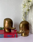 Vintage Brass Elephant Bookends- A Pair